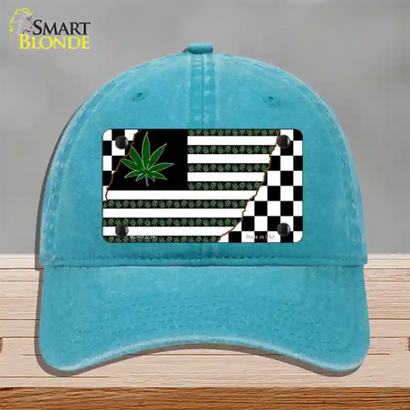 Weed American Racing Flag Novelty License Plate Hat Tag Unconstructed Cotton / Lake Blue