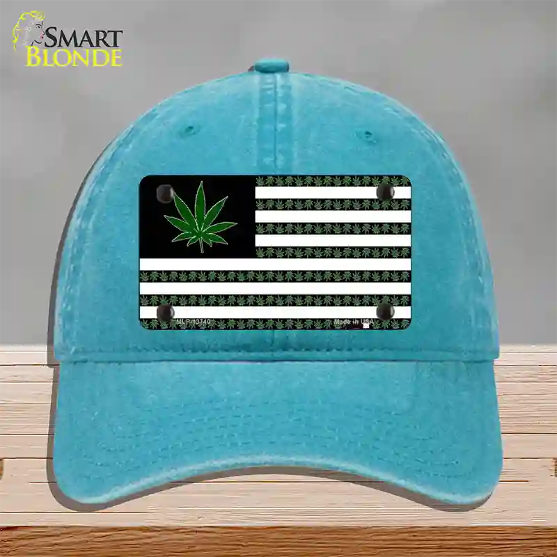 American Weed Novelty License Plate Hat Tag Unconstructed Cotton / Lake Blue