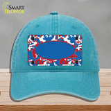 Patriotic Camouflage With Blue Center Oval Novelty License Plate Hat Unconstructed Cotton / Lake Blue