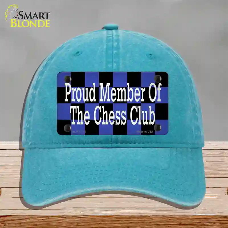 Chess Club Member Novelty License Plate Hat Tag Unconstructed Cotton / Lake Blue