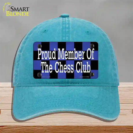 Chess Club Member Novelty License Plate Hat Tag Unconstructed Cotton / Lake Blue