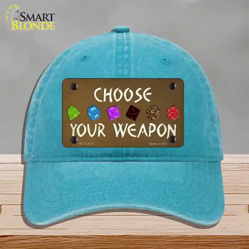 Choose Your Weapon Novelty License Plate Hat Tag Unconstructed Cotton / Lake Blue