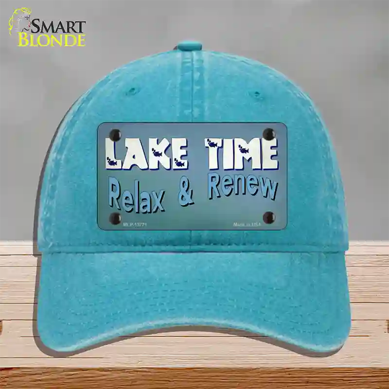 Lake Time Novelty License Plate Hat Tag Unconstructed Cotton / Lake Blue