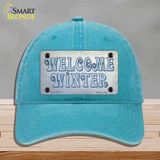 Welcome Winter Novelty License Plate Hat Tag Unconstructed Cotton / Lake Blue