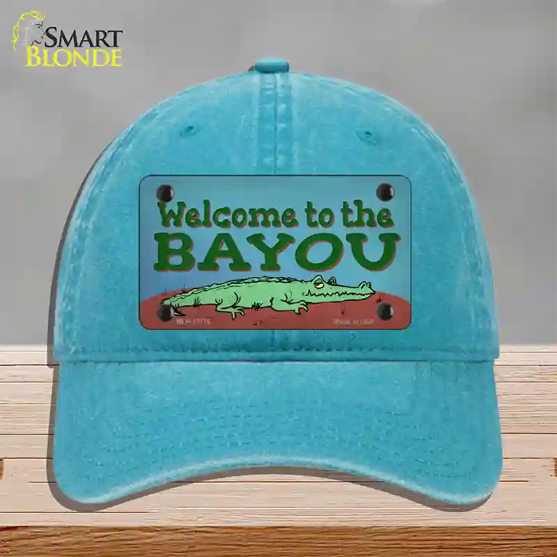 Welcome To The Bayou Novelty License Plate Hat Tag Unconstructed Cotton / Lake Blue