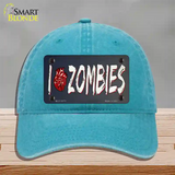 I Love Zombies Novelty License Plate Hat Tag Unconstructed Cotton / Lake Blue