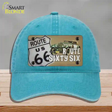 Route Sixty Six Novelty License Plate Hat Tag Unconstructed Cotton / Lake Blue