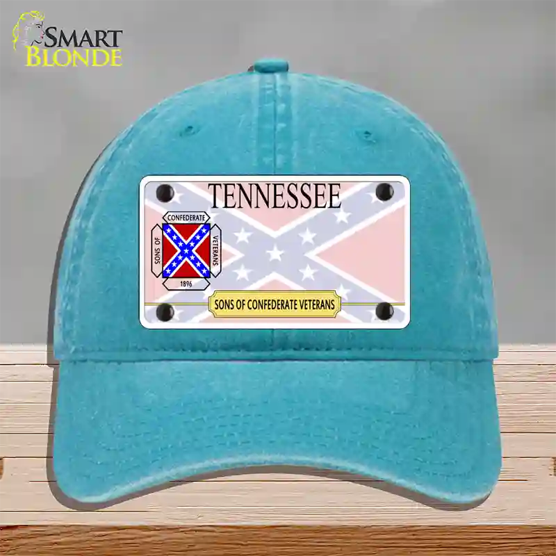 Tennessee Sons Of Confederate Novelty License Plate Hat Unconstructed Cotton / Lake Blue