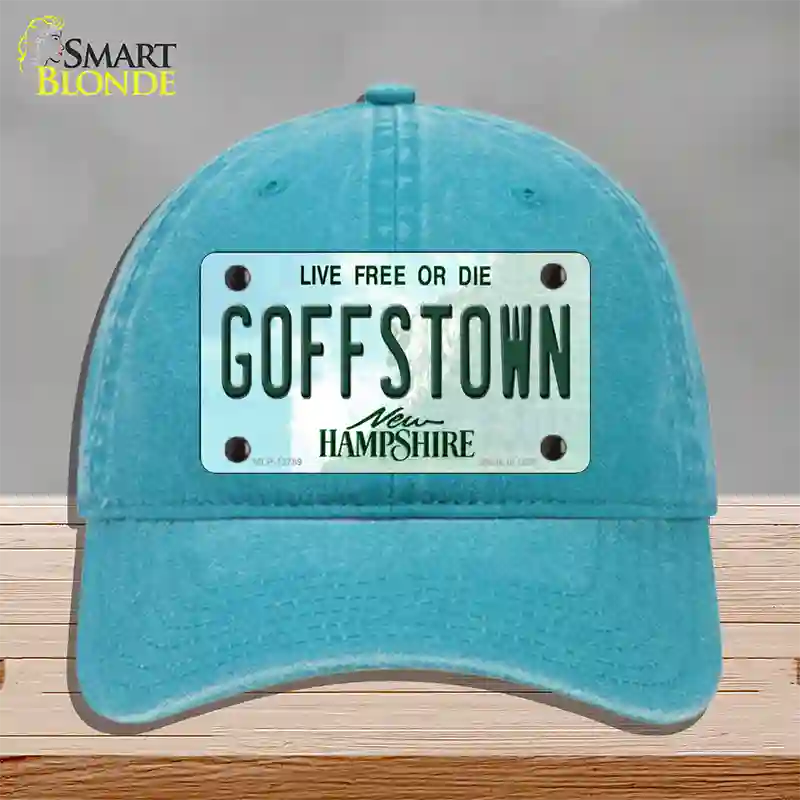 Goffstown New Hampshire Novelty License Plate Hat Tag Unconstructed Cotton / Lake Blue