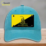 Dont Tread On Me Yellow|Black Novelty License Plate Hat Unconstructed Cotton / Lake Blue