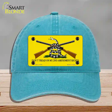 Dont Tread On My 2nd Amendment Novelty License Plate Hat Unconstructed Cotton / Lake Blue