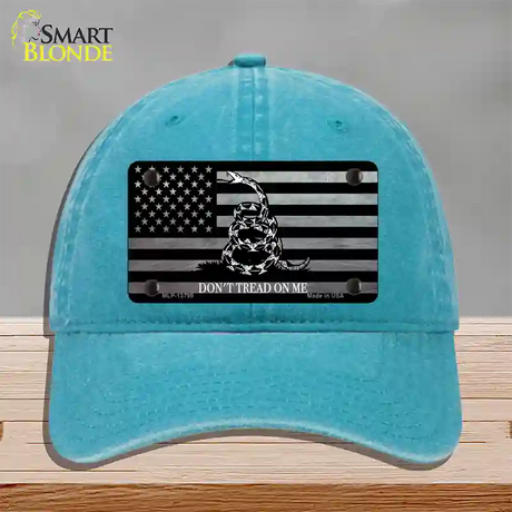 Dont Tread On Me American Flag Novelty License Plate Hat Unconstructed Cotton / Lake Blue