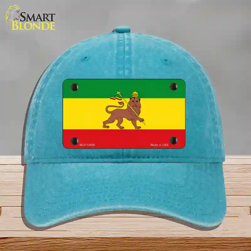 Ethiopia Flag Novelty License Plate Hat Tag Unconstructed Cotton / Lake Blue