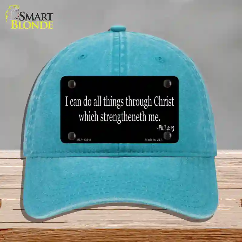 Phil 4 13 Bible Verse Novelty License Plate Hat Tag Unconstructed Cotton / Lake Blue