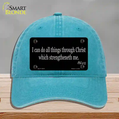 Phil 4 13 Bible Verse Novelty License Plate Hat Tag Unconstructed Cotton / Lake Blue