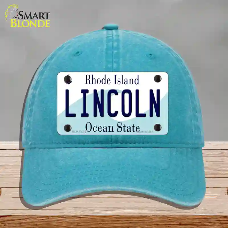 Lincoln Rhode Island Novelty License Plate Hat Novelty License Plate Hat Unconstructed Cotton / Lake Blue