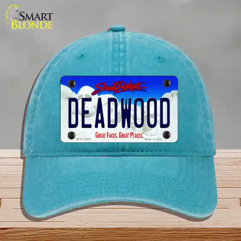 Deadwood South Dakota Novelty License Plate Hat Tag Unconstructed Cotton / Lake Blue