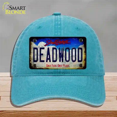 Deadwood South Dakota Rusty Novelty License Plate Hat Tag Unconstructed Cotton / Lake Blue