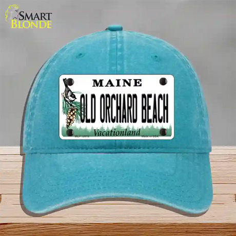 Old Orchard Beach Maine Novelty License Plate Hat Tag Unconstructed Cotton / Lake Blue