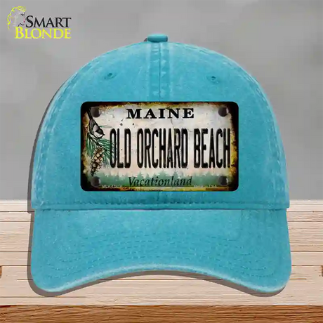 Old Orchard Beach Maine Rusty Novelty License Plate Hat Tag Unconstructed Cotton / Lake Blue