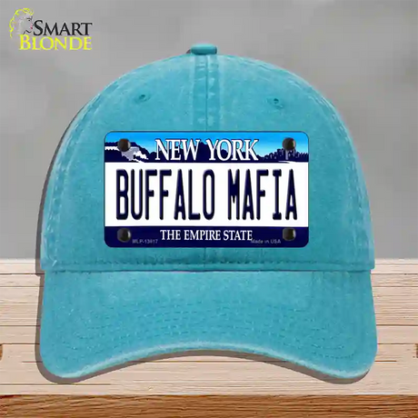 Buffalo Mafia New York Novelty License Plate Hat Tag Unconstructed Cotton / Lake Blue