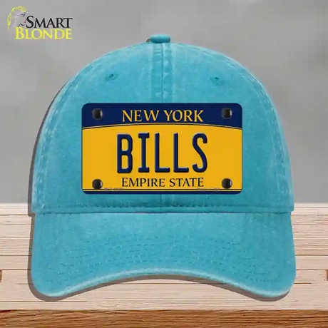 Bills New York Yellow Novelty License Plate Hat Tag Unconstructed Cotton / Lake Blue