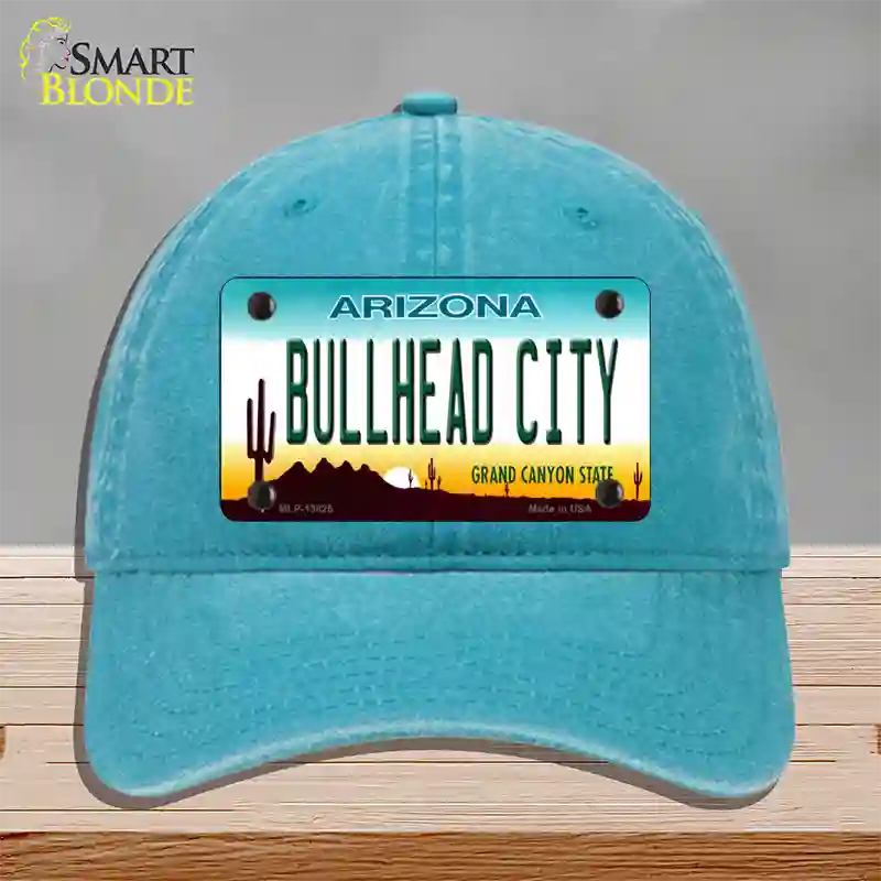 Bullhead City Arizona Novelty License Plate Hat Tag Unconstructed Cotton / Lake Blue