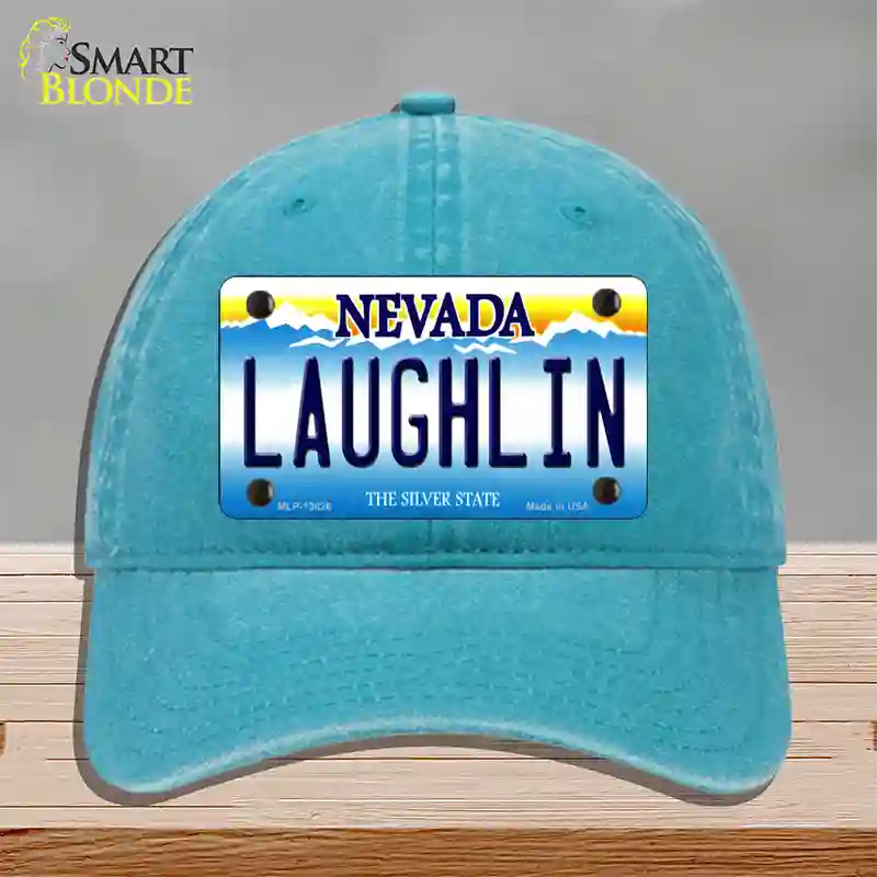 Laughlin Nevada Novelty License Plate Hat Tag Unconstructed Cotton / Lake Blue