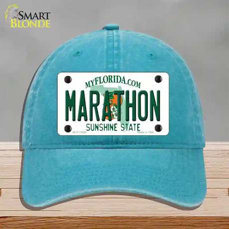 Marathon Florida Novelty License Plate Hat Tag Unconstructed Cotton / Lake Blue