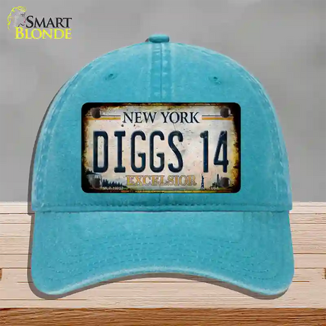 Diggs 14 Excelsior New York Rusty Novelty License Plate Hat Tag Unconstructed Cotton / Lake Blue