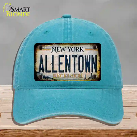 Allentown Excelsior New York Rusty Novelty License Plate Hat Tag Unconstructed Cotton / Lake Blue