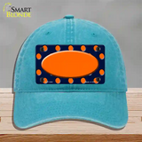 Orange Navy Blue Polka Dot Orange Center Oval Novelty License Plate Hat Unconstructed Cotton / Lake Blue