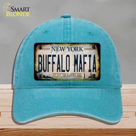 Buffalo Mafia Excelsior New York Rusty Novelty License Plate Hat Tag Unconstructed Cotton / Lake Blue