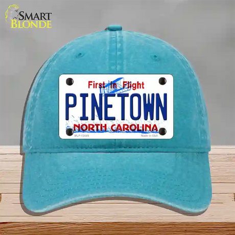 Pinetown North Carolina Novelty License Plate Hat Tag Unconstructed Cotton / Lake Blue