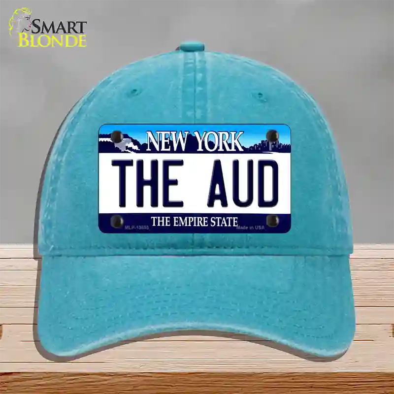 The Aud NY Blue Novelty License Plate Hat Tag Unconstructed Cotton / Lake Blue