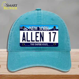 Allen 17 NY Blue Novelty License Plate Hat Tag Unconstructed Cotton / Lake Blue