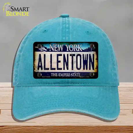 Allentown NY Blue Rusty Novelty License Plate Hat Tag Unconstructed Cotton / Lake Blue