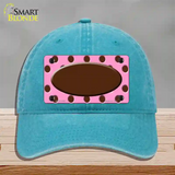 Brown Pink Polka Dot Brown Center Oval Novelty License Plate Hat Unconstructed Cotton / Lake Blue