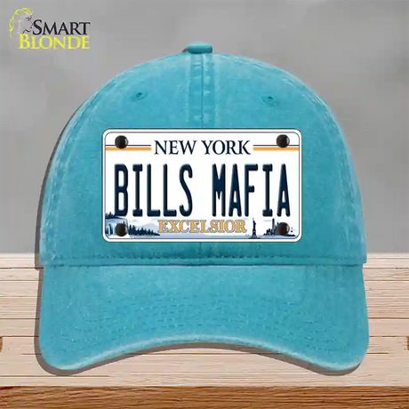 Bills Mafia NY Excelsior Novelty License Plate Hat Tag Unconstructed Cotton / Lake Blue