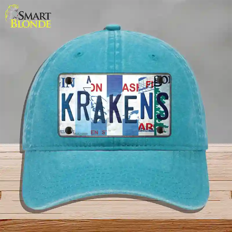 Krakens Strip Art Novelty License Plate Hat Tag Unconstructed Cotton / Lake Blue