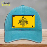 Byzantine Empire Flag Yellow Novelty License Plate Hat Tag Unconstructed Cotton / Lake Blue