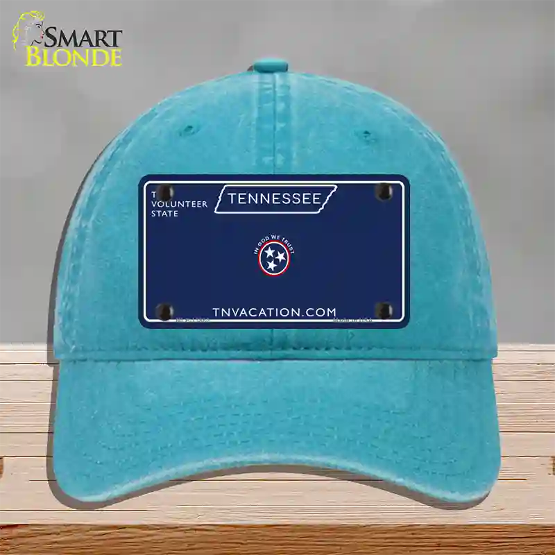 Blank Tennessee Blue Novelty License Plate Hat Tag Unconstructed Cotton / Lake Blue