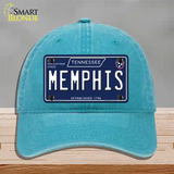 Memphis Tennessee Blue Novelty License Plate Hat Tag Unconstructed Cotton / Lake Blue