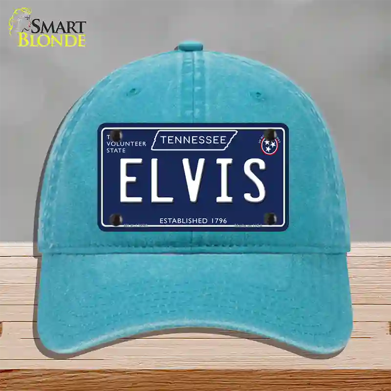 Elvis Tennessee Blue Novelty License Plate Hat Tag Unconstructed Cotton / Lake Blue