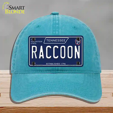 Raccoon Tennessee Blue Novelty License Plate Hat Tag Unconstructed Cotton / Lake Blue