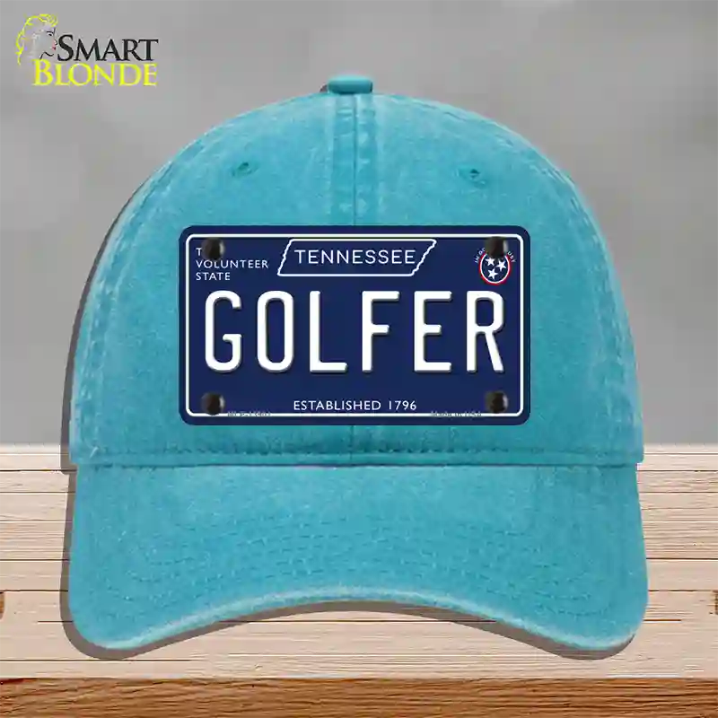 Golfer Tennessee Blue Novelty License Plate Hat Tag Unconstructed Cotton / Lake Blue