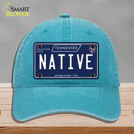 Native Tennessee Blue Novelty License Plate Hat Tag Unconstructed Cotton / Lake Blue