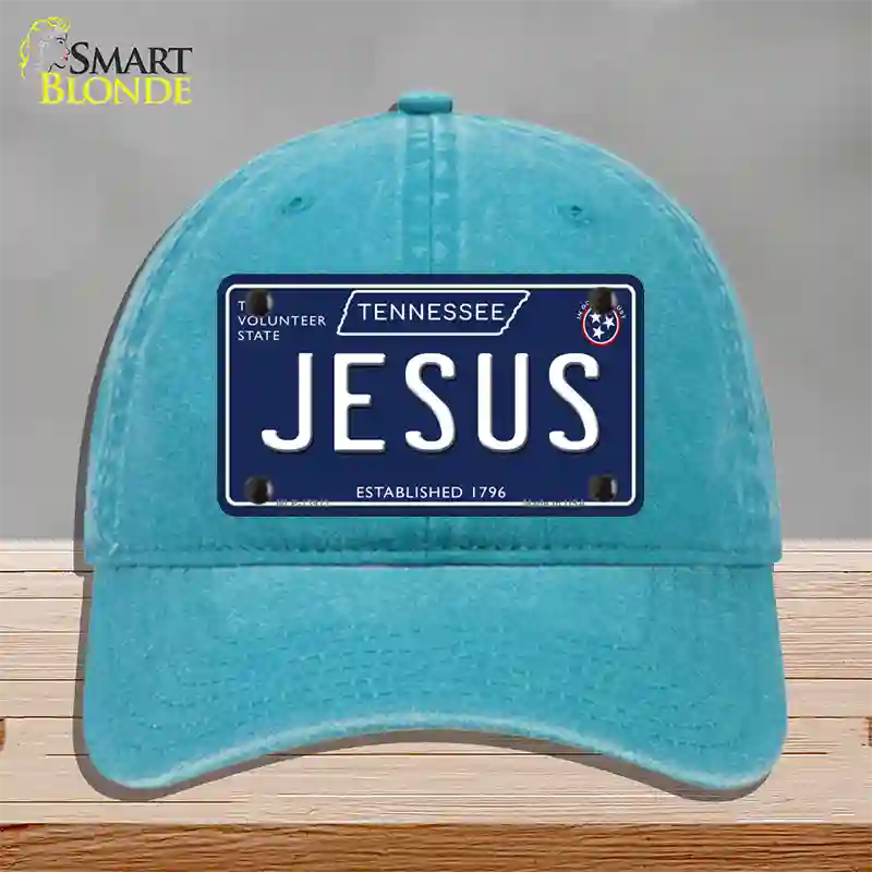 Jesus Tennessee Blue Novelty License Plate Hat Tag Unconstructed Cotton / Lake Blue