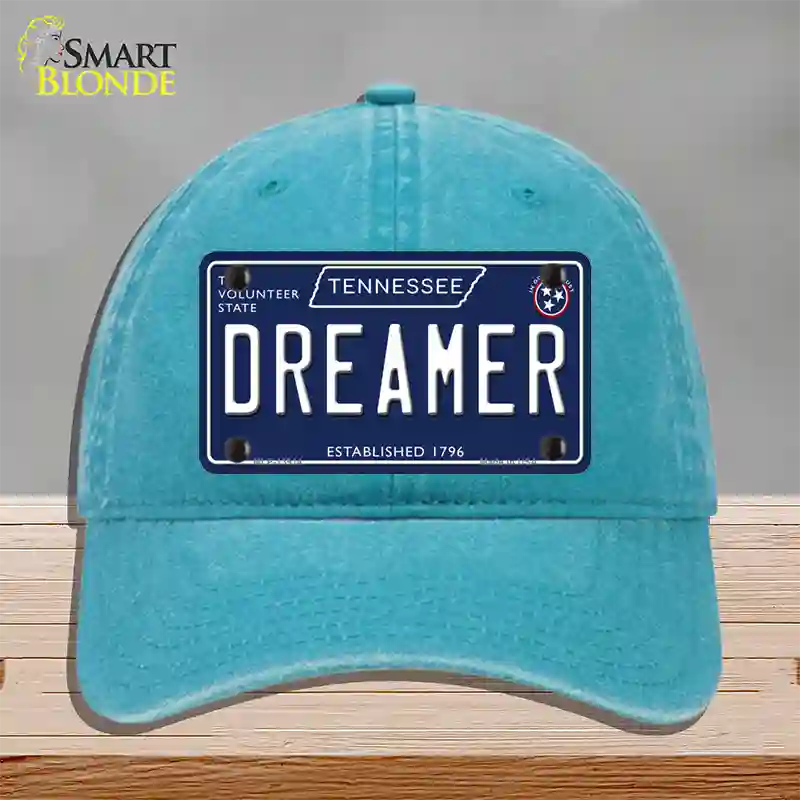 Dreamer Tennessee Blue Novelty License Plate Hat Tag Unconstructed Cotton / Lake Blue