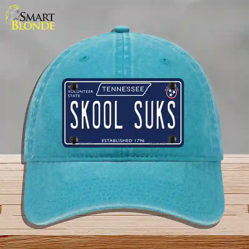 Skool Suks Tennessee Blue Novelty License Plate Hat Tag Unconstructed Cotton / Lake Blue